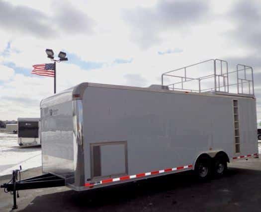 24' Custom Millennium Silver Enclosed Trailer w/Observation Deck