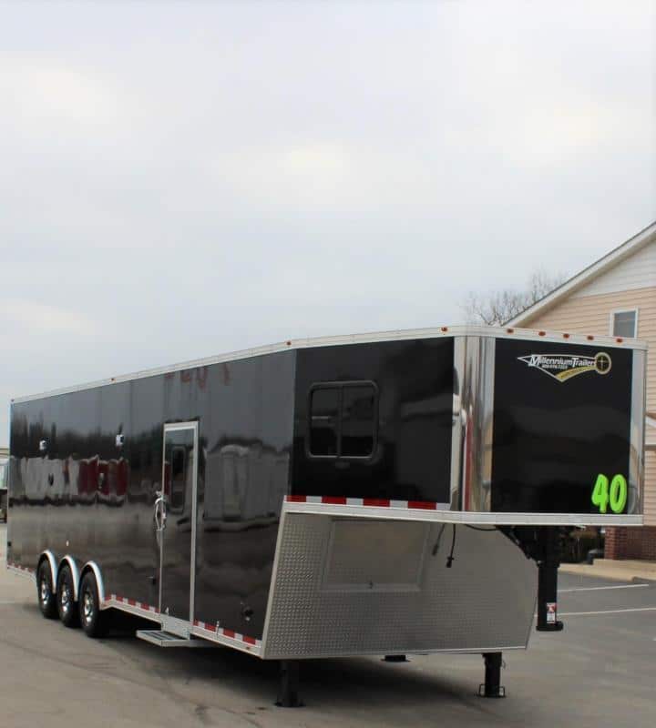 Enclosed Trailer With Mini Living Quarters 2023 40' Millennium Gooseneck Enclosed Race Car Trailer