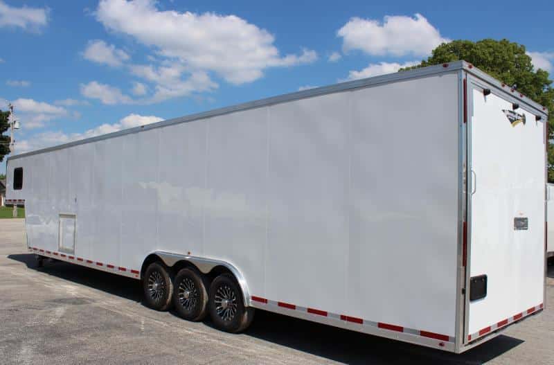 Gooseneck Enclosed Trailer Full Bathroom w/Corner Shower  2023 44' Black Cabinets & Tapered Nose (Not Shown) In-Production Special