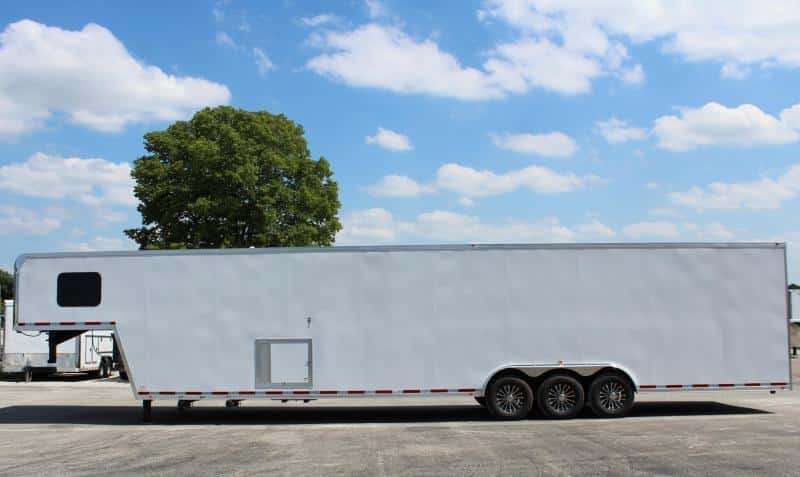 Gooseneck Enclosed Trailer Full Bathroom w/Corner Shower  2023 44' Black Cabinets & Tapered Nose (Not Shown) In-Production Special