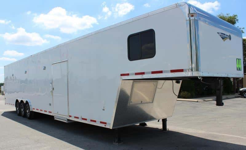 Gooseneck Enclosed Trailer Full Bathroom w/Corner Shower  2023 44' Black Cabinets & Tapered Nose (Not Shown) In-Production Special