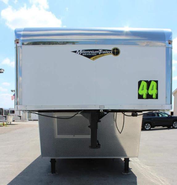 Gooseneck Enclosed Trailer Full Bathroom w/Corner Shower  2023 44' Black Cabinets & Tapered Nose (Not Shown) In-Production Special