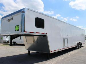 Gooseneck Enclosed Trailer Full Bathroom w/Corner Shower  2023 44' Black Cabinets & Tapered Nose (Not Shown) In-Production Special
