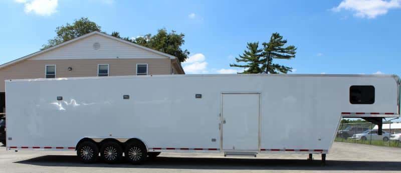 Gooseneck Enclosed Trailer Full Bathroom w/Corner Shower  2023 44' Black Cabinets & Tapered Nose (Not Shown) In-Production Special