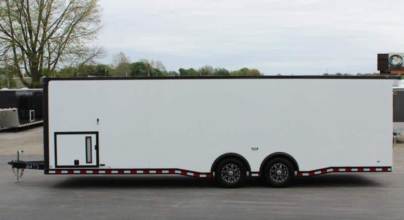 Enclosed Car Trailer 28' Black-Out Pkg. Spread Axles Alum Walls & Ceiling Rear Wing & More!