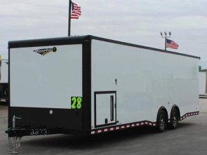 Enclosed Car Trailer 28' Black-Out Pkg. Spread Axles Alum Walls & Ceiling Rear Wing & More!