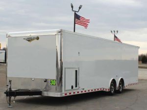 Enclosed Car Trailer For Sale 30' Rear Wing Finished Interior Spread Axles & More!