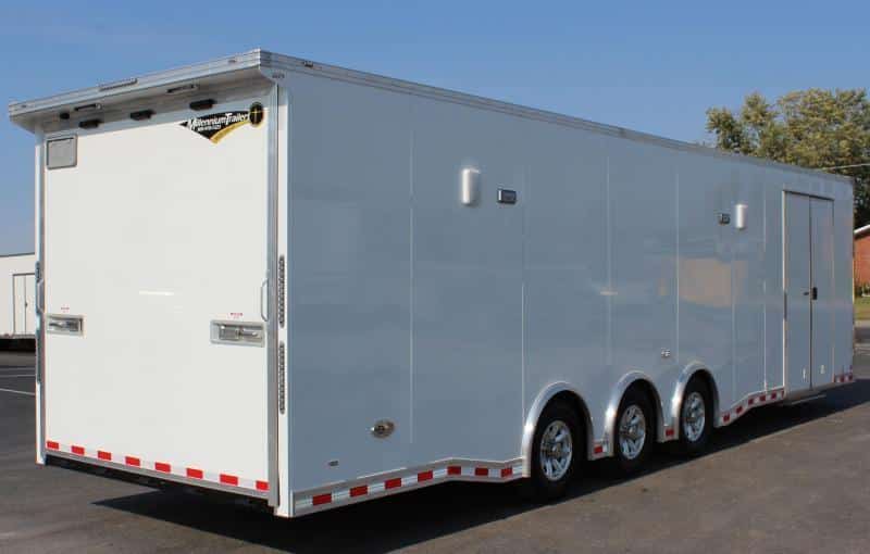 Enclosed Car Trailer For Sale 32' 3/6K Spread Axles Rear Wing Finished Interior Toolbox