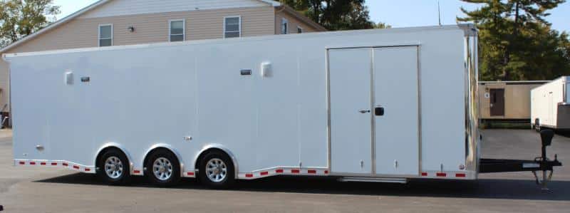 Enclosed Car Trailer For Sale 32' 3/6K Spread Axles Rear Wing Finished Interior Toolbox