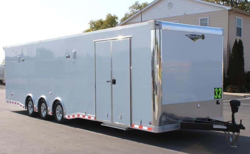 Enclosed Car Trailer For Sale 32' 3/6K Spread Axles Rear Wing Finished Interior Toolbox