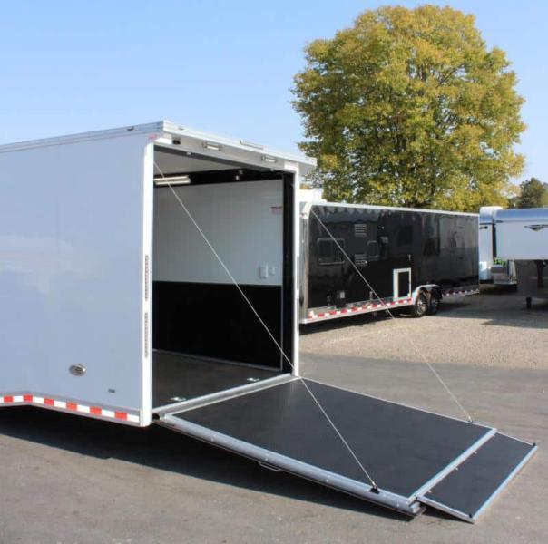 Enclosed Car Trailer For Sale 32' 3/6K Spread Axles Rear Wing Finished Interior Toolbox