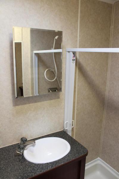 Enclosed Car Trailers with Living Quarters 48' Gooseneck Dragster Pkg. Large Bathroom