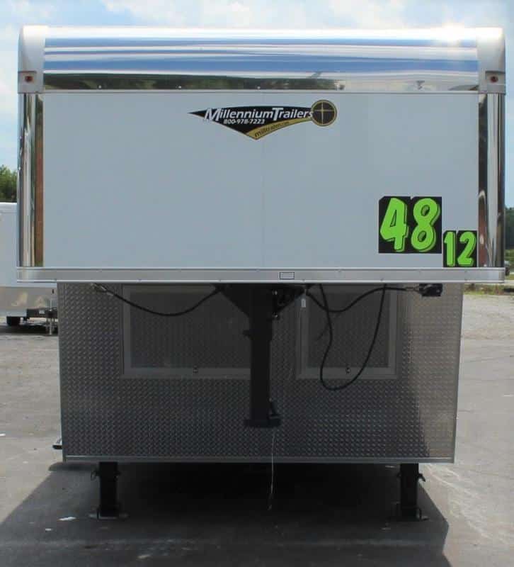 Enclosed Car Trailers with Living Quarters 48' Gooseneck Dragster Pkg. Large Bathroom