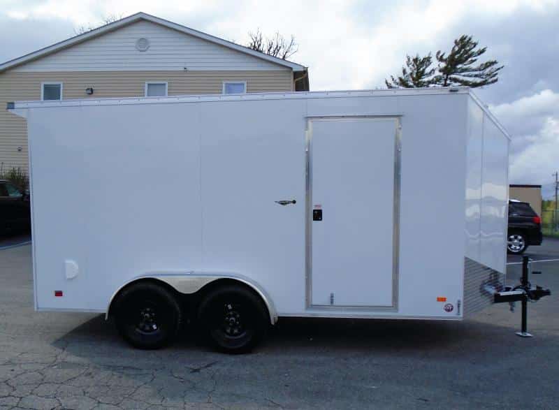 Enclosed Cargo Trailers For Sale  7'x14' 2023 Ramp Door Lighted Rear Wing