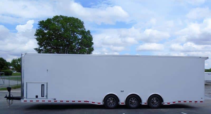 Enclosed Race Car Hauler 2023 32' 3/6k Spread Axles Rear Wing Sony Stereo Electric Awning