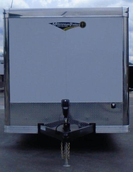 Enclosed Race Car Hauler 2023 32' 3/6k Spread Axles Rear Wing Sony Stereo Electric Awning