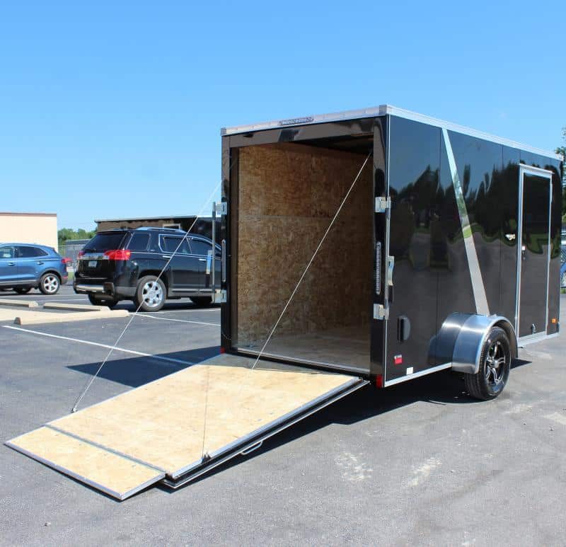Enclosed Motorcycle Trailers For Sale 2023 6' x 12' Ramp Door Aluminum