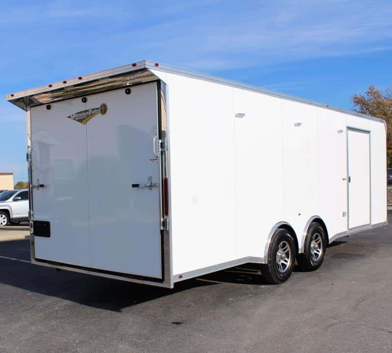 Enclosed Car Trailers For Sale 2023 24' Spread Axles Rear Wing Finished Interior with Cabinets