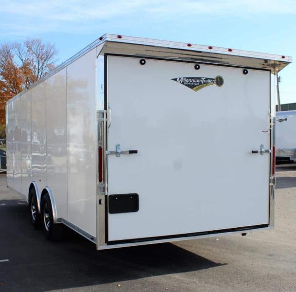 Enclosed Car Trailers For Sale 2023 24' Spread Axles Rear Wing Finished Interior with Cabinets