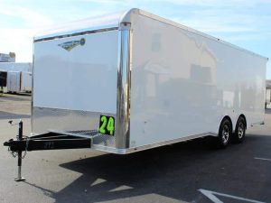 Enclosed Car Trailers For Sale 2023 24' Spread Axles Rear Wing Finished Interior with Cabinets