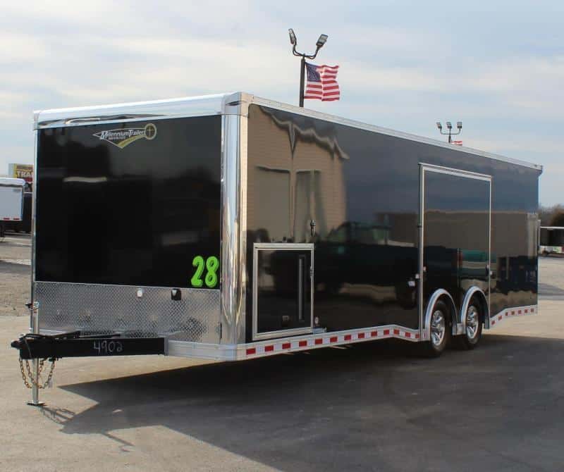 Enclosed Car Hauler Easy Exit 28'  Lrg. Escape Door Removable Fender Rear Wing  Spread 6K Axles