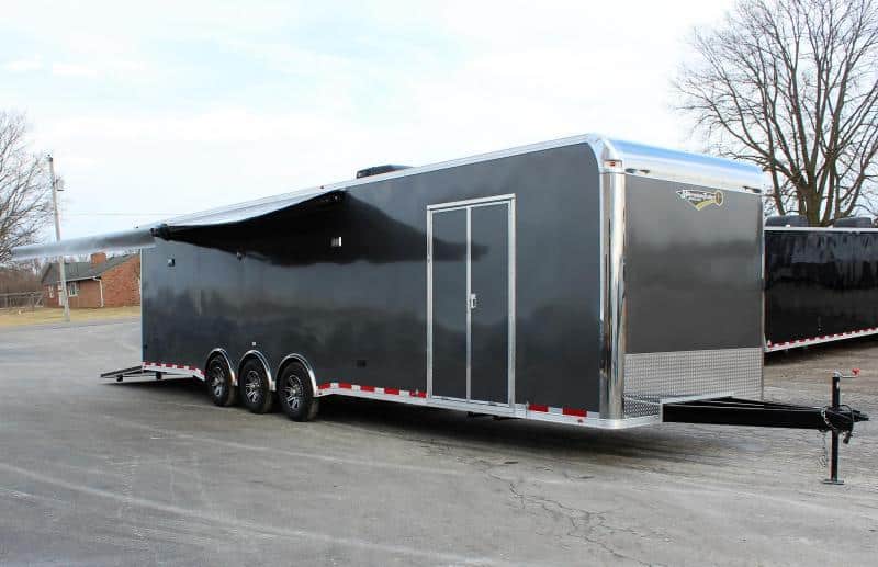 Enclosed Car Trailer Full Bathroom 2023 34' w/Electric Awning & A/C Super Sharp