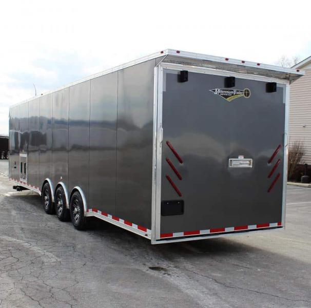 Enclosed Car Trailer Full Bathroom 2023 34' w/Electric Awning & A/C Super Sharp