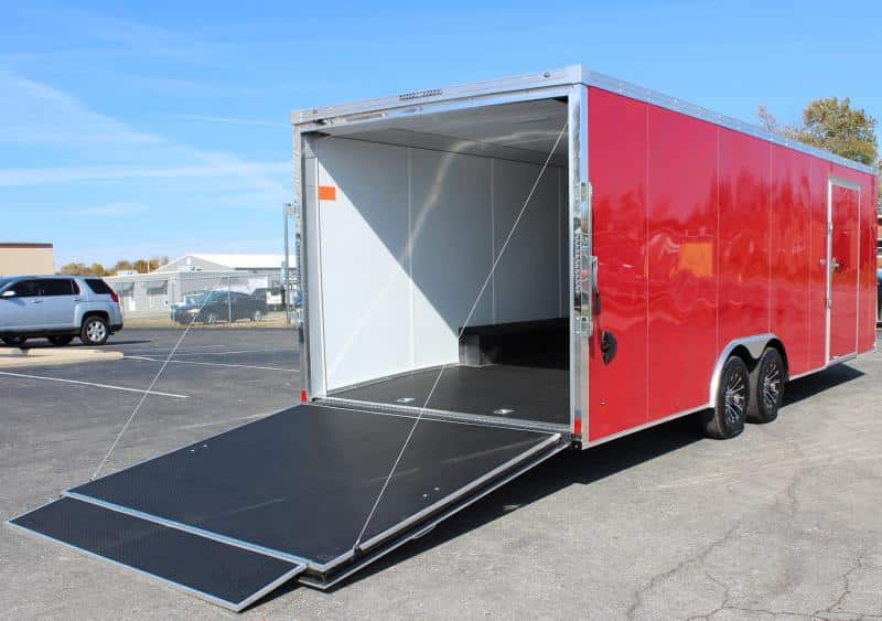 Enclosed Car Trailers Victory Red 2023 24' Black Cabinet Pkg. & Finished Interior