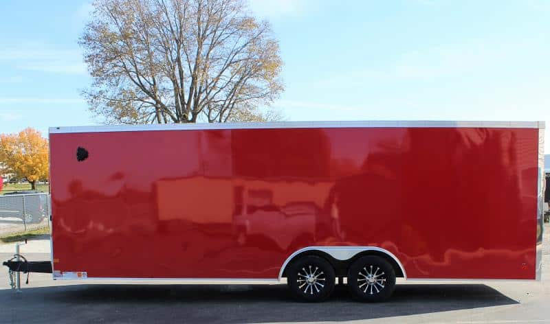 Enclosed Car Trailers Victory Red 2023 24' Black Cabinet Pkg. & Finished Interior