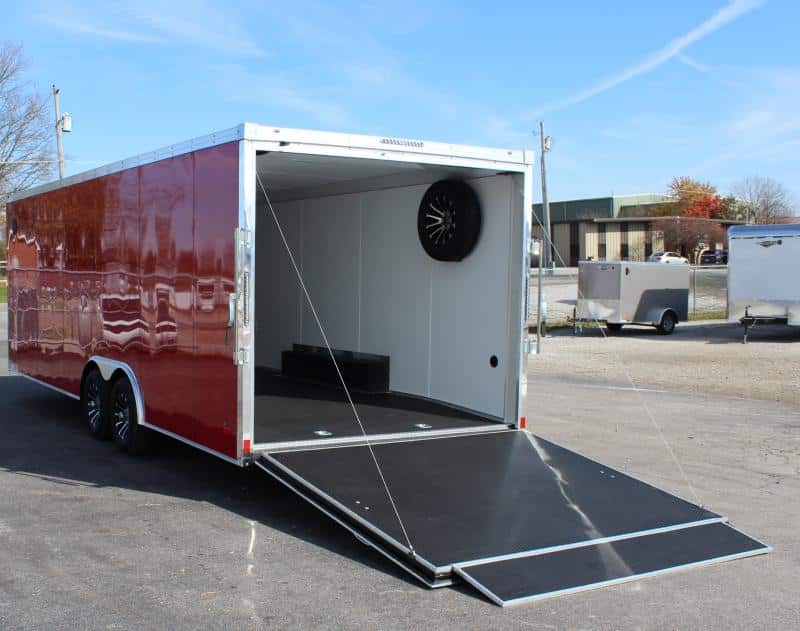 Enclosed Car Trailers Victory Red 2023 24' Black Cabinet Pkg. & Finished Interior