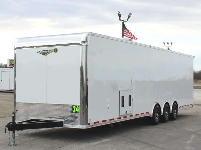 Enclosed Car Trailer For Sale Bathroom Package 2023 34' Electric Awning