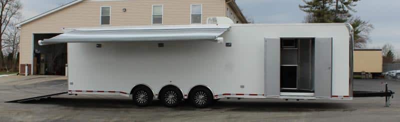 Enclosed Car Trailer For Sale Bathroom Package 2023 34' Electric Awning ...