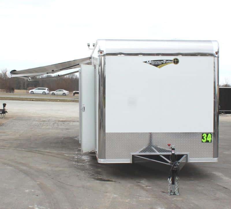 Enclosed Car Trailer For Sale Bathroom Package 2023 34' Electric Awning