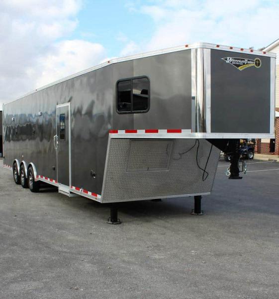 Enclosed Trailer With Mini Living Quarters 2023 40' Millennium Gooseneck Enclosed Race Car Trailer
