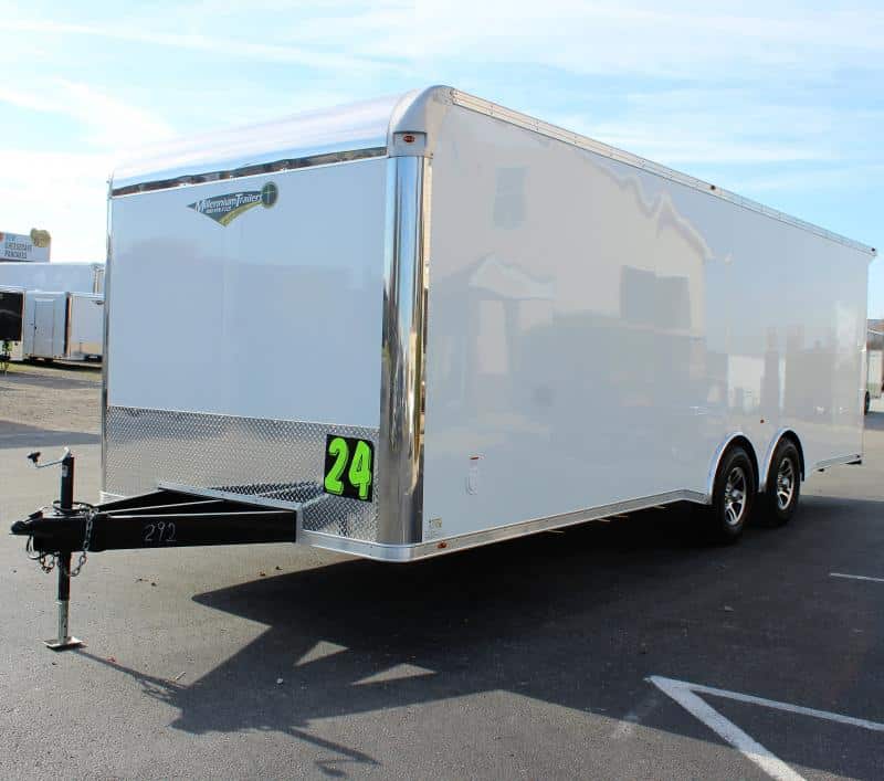 Enclosed Car Trailers For Sale 2023 24' Spread Axles Rear Wing Finished