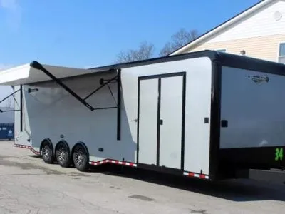 Enclosed Car Trailer 2027 34ft. Edge w/Large Full Bathroom & Electric Awning 9324