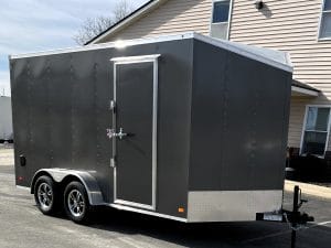 Enclosed Cargo Trailer 2025 7' X 14' Hero w/Aluminum Wheels & Ramp Door #8445