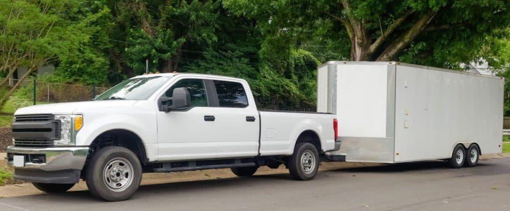 Reversing a white trailer