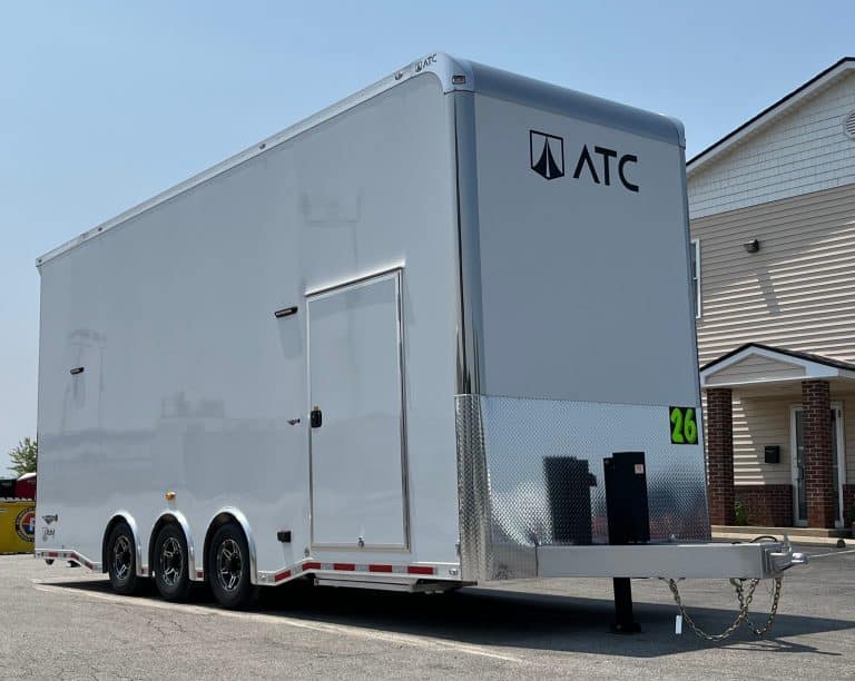Road side of white ATC 26' stacker