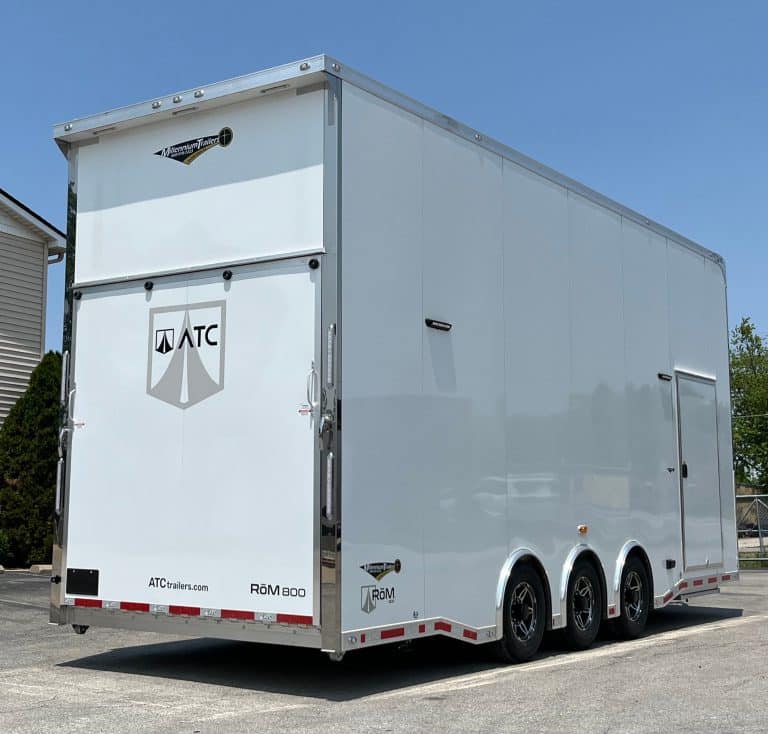 Rear of 26' ATC white stacker