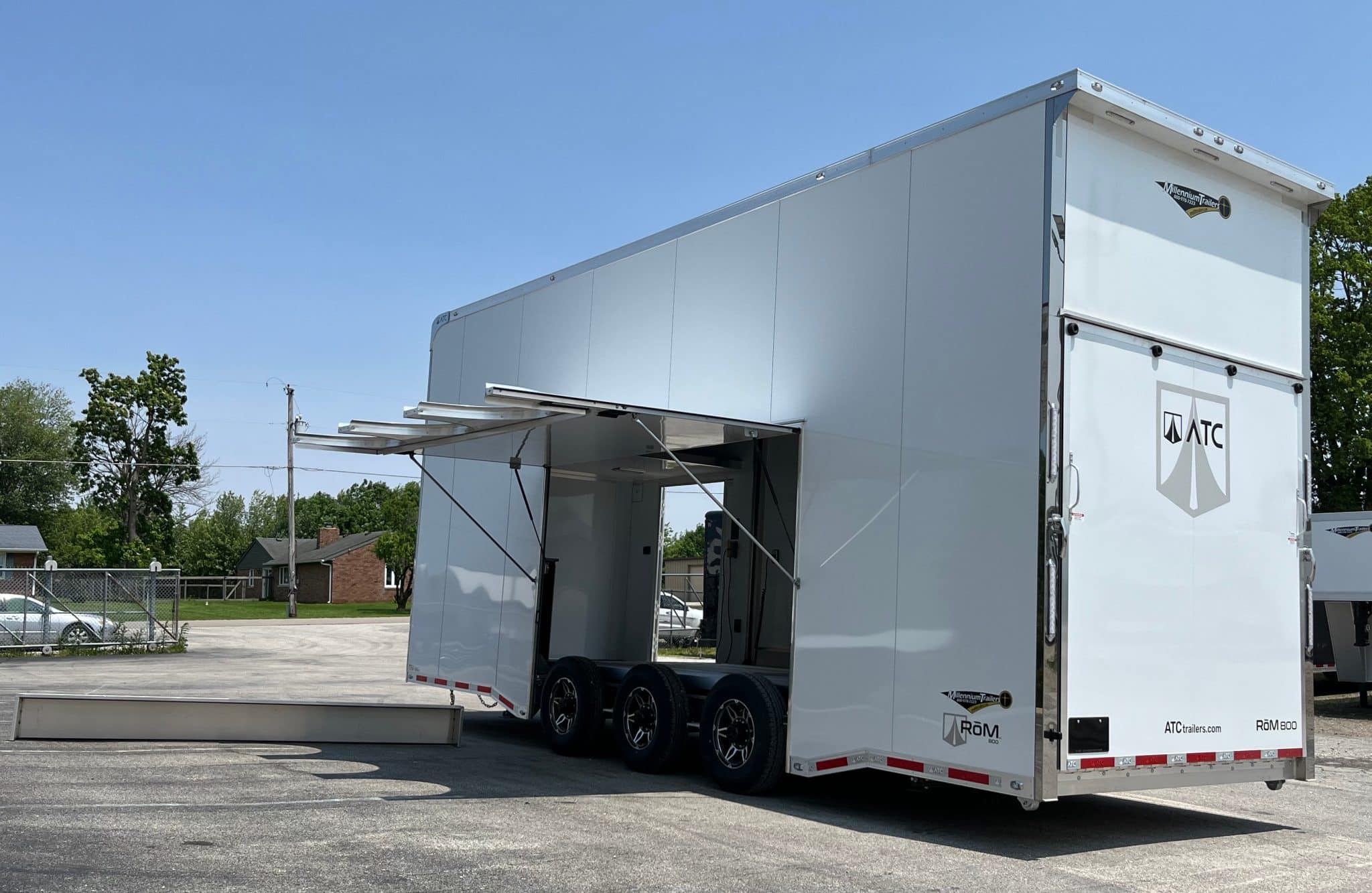 Rear and passenger side of 26' White ATC stacker