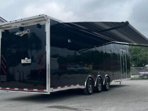 Enclosed Car Trailer 2025 34ft. Platinum w/Large Corner Bathroom, Electric Awning, & More! 0177