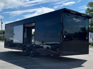 "Like New" Pre-Owned Enclosed Car Hauler 2025 24ft. Loaded w/15K BTU A/C, Electric Awning, Winch & Cabinets 8126