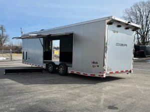 Used 2021 28' Intech Aluminum Trailer LOADED 7.0KW Generator/ 15K BTU AC/ Large Escape Door/ Awning  #7720