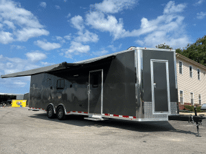Enclosed Trailer with Living Quarters 2026 30ft Summit w/Large Bathroom & 12V HappiJac Queen Bed 0189