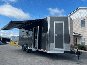 Enclosed Trailer with Living Quarters 2027 24ft Outdoorsman w/Large Bathroom & 12V HappiJac Queen Bed 0026
