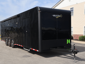 Enclosed Car Trailer 2027 34ft. w/Large Corner Bathroom, Electric Awning, Aluminum Wheels, & More! 0004
