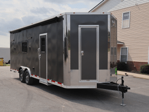 Enclosed Trailer with Living Quarters 2026 22ft Outdoorsman w/Large Bathroom & 12V HappiJac Queen Bed 0185