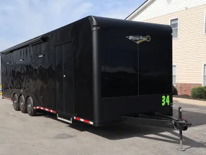Enclosed Car Trailer 2027 34ft. w/Large Corner Bathroom, Electric Awning, Aluminum Wheels, & More! 0004