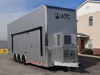 Enclosed ATC Car Trailer 2027 28ft. Aluminum Stacker ROM 750S w/18ft. Tiltable Lift & Lifetrac Options Added 7677